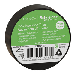 PVC Isolierband B=19mm, Länge: 20m, Farbe: schwarz, (VPE=8 Rollen) 2420103 Schneider Electric